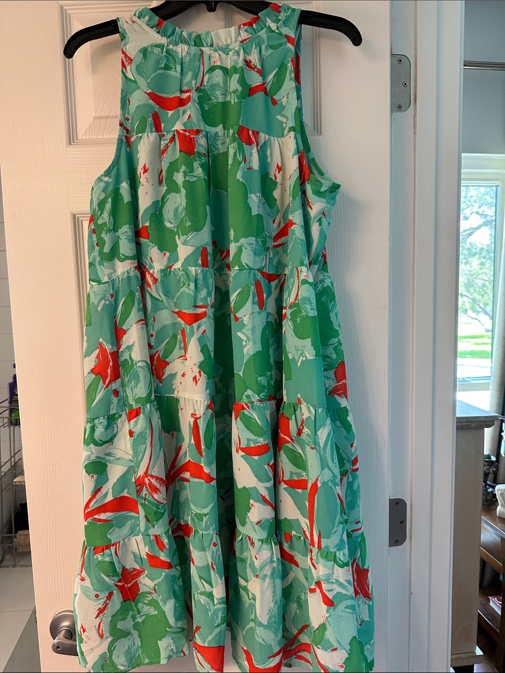 Sleeveless Green Floral Tiered Summer Dress - Brand